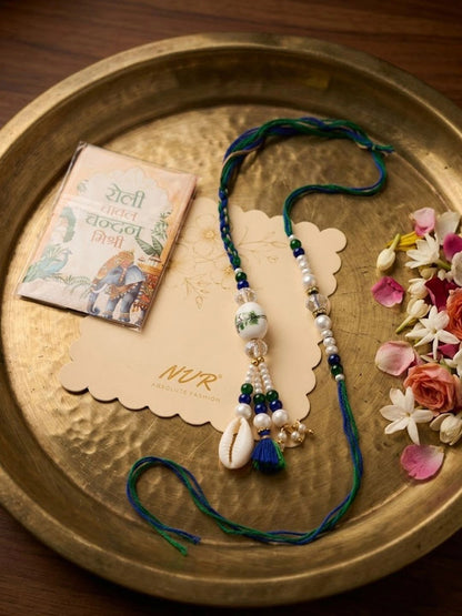 Anouk Set Of 2 Traditional Bhaiya Bhabhi Rakhi With Roli Chawal Chandan Mishri