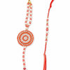Dhiyona Set Of 2 Gold Toned Pearls & Beads Round Shape Bhaiya Bhabhi Rakhi With Roli Chawal