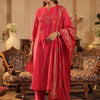 Dhiyona IE Floral Embroidered Notch Neck Panelled A-Line Kurta & Trousers With Dupatta