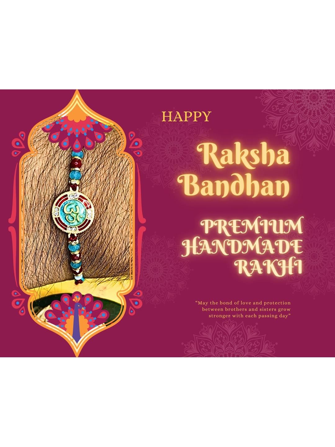 Anouk Set Of 3 Beaded Cotton Thread with AD Stones & Meenakari Designer Rakhi for Brother