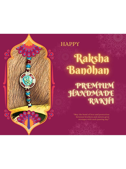Anouk Set Of 3 Beaded Cotton Thread with AD Stones & Meenakari Designer Rakhi for Brother