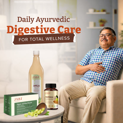 Jiva Ayurveda Digestive Care Combo - Digest-All Churana 30 Sachet - Amla Juice 1L - Triphala 120 Tablet