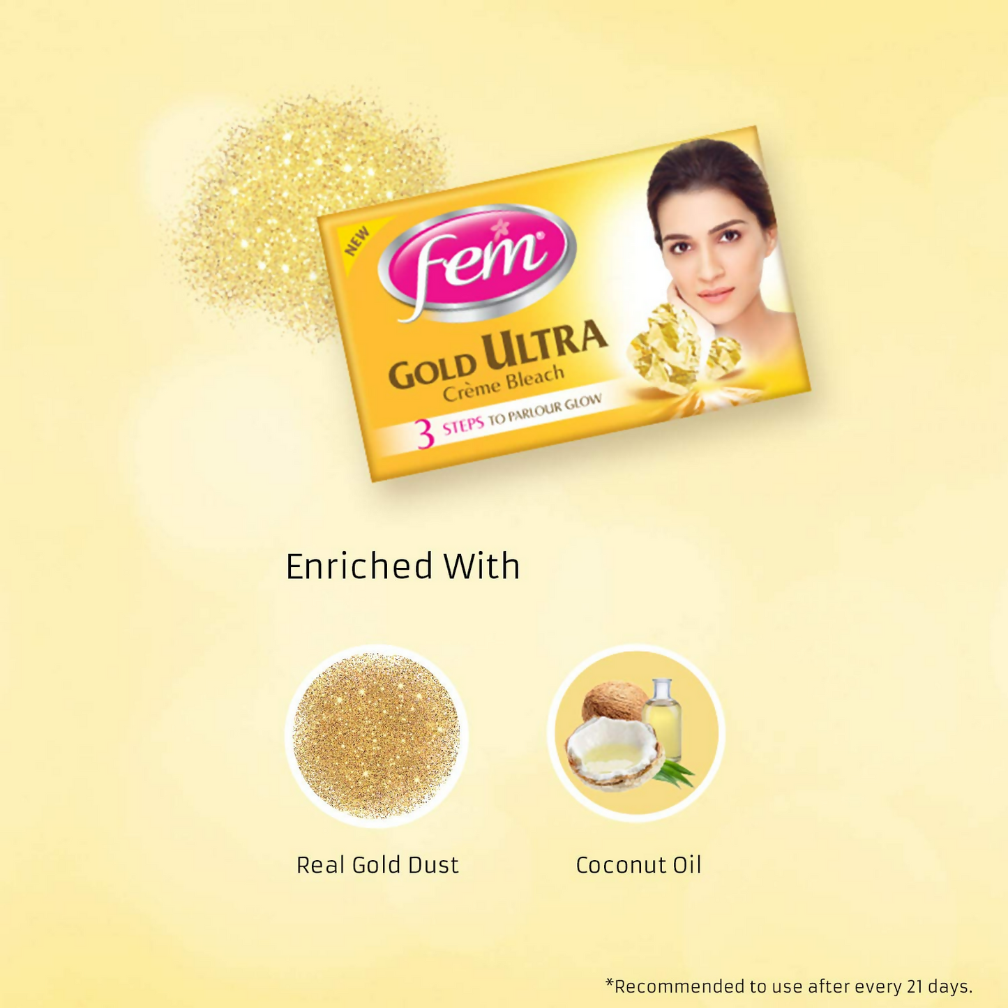 Fem Fairness Gold Ultra face cream in a jar, designed for skin bleaching and brightening, with a luxurious gold packaging.