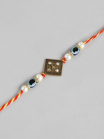 Anouk Unisex Set of 2 Beaded Bhai Bhabhi Rakhis With Roli & Chawal