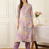 Dhiyona IE Floral Printed Thread Work Pure Cotton Kurta With Palazzos