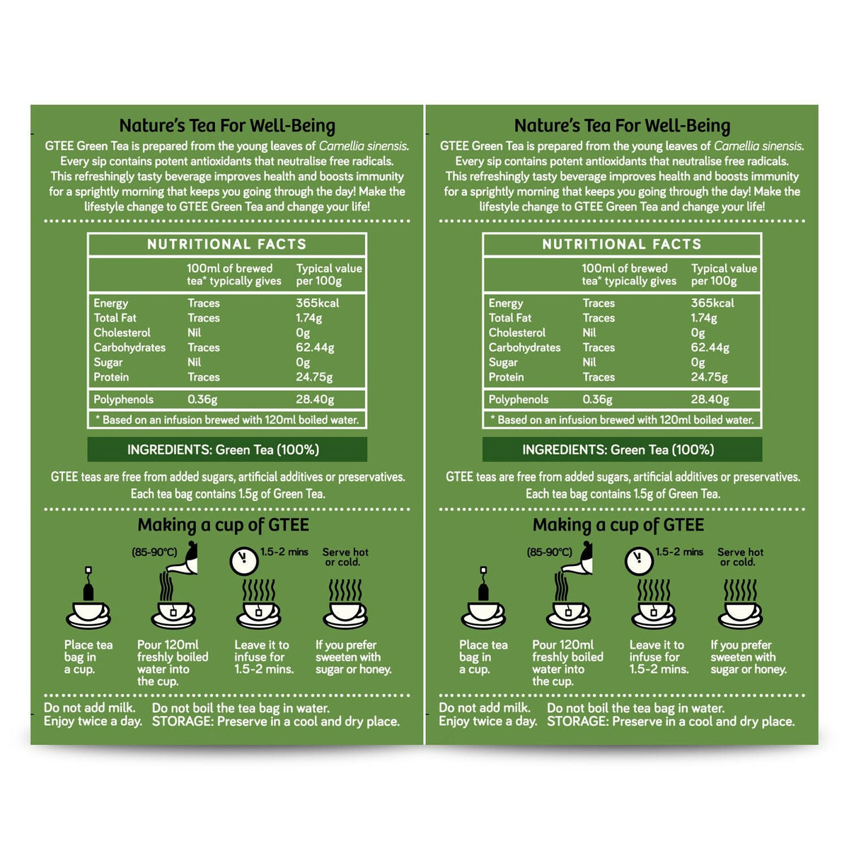 Gtee Green Tea Bags - Regular