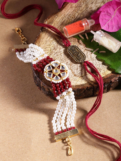 Anouk Unisex Set of 2 Beaded Bhai Bhabhi Rakhis With Roli & Chawal