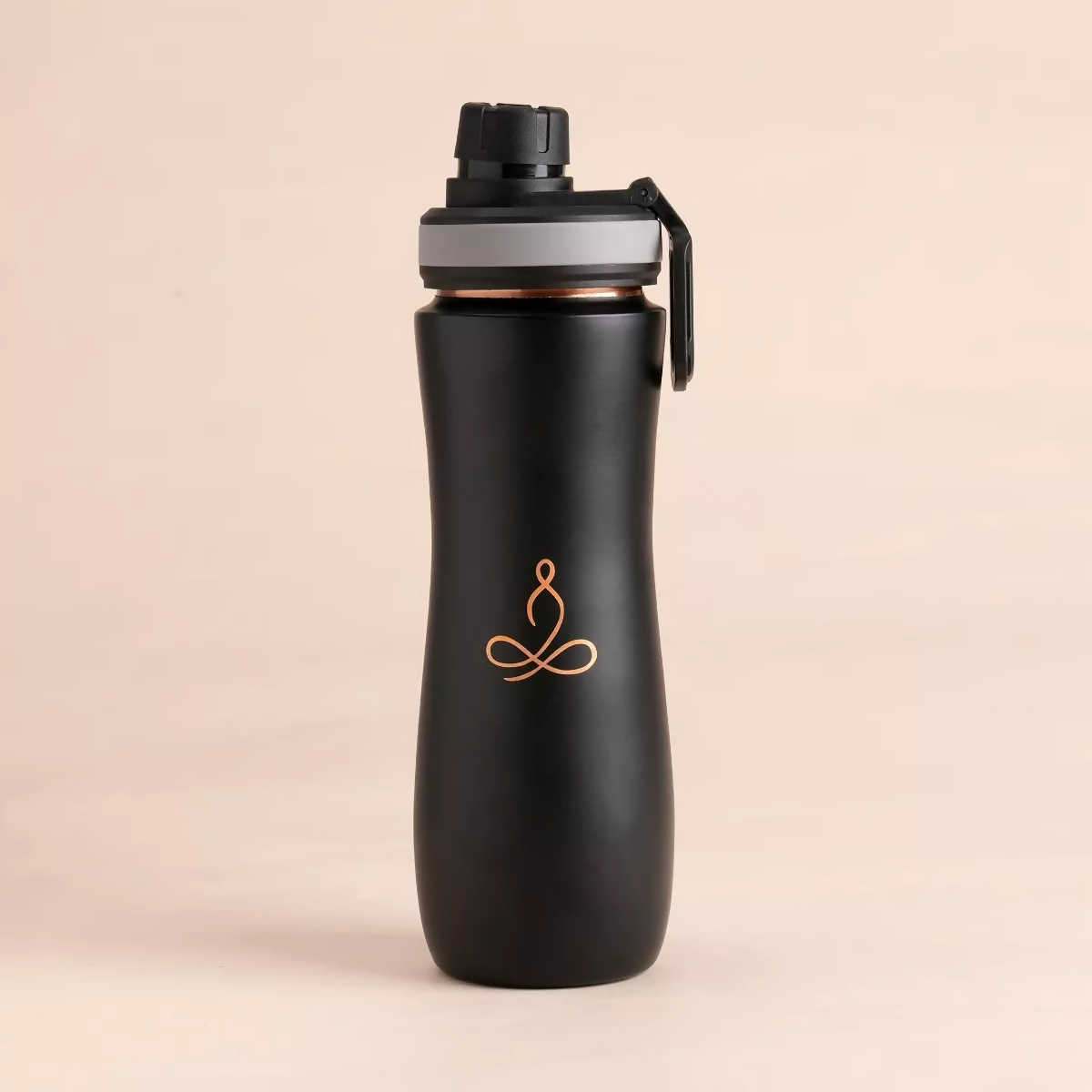 Isha Life Copper Sipper Bottle, 700 ml, showing a sleek copper water bottle with a lid and spout for drinking.