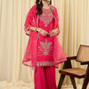 Dhiyona IE Women Ethnic Motifs Embroidered Regular Thread Work Kurta with Palazzos & With Dupatta