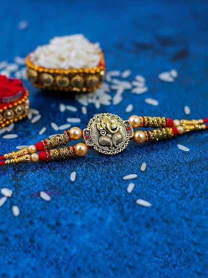Anouk Set Of 3 Lord Ganesha Elegant Cotton Thread Rakhi