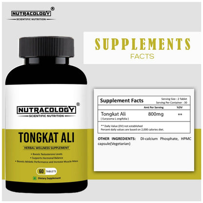 Nutracology Tongkat Ali Testosterone Booster For Stamina Energy and Endurance Tablets