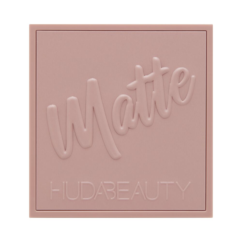 Huda Beauty Matte Obsessions Cool Eyeshadow Palette with various matte shades in a compact palette for eye makeup.