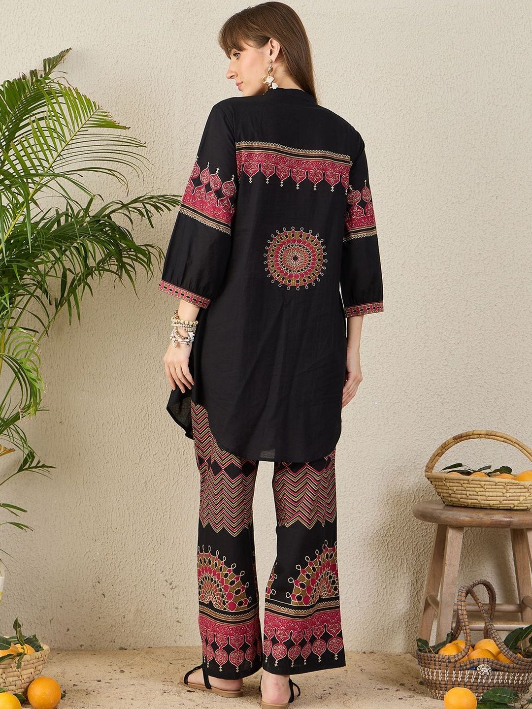 Women Ethnic Motifs Regular A-Line Pure Cotton Kurta with Palazzos Kurta Sets
