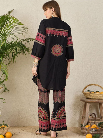 Women Ethnic Motifs Regular A-Line Pure Cotton Kurta with Palazzos Kurta Sets