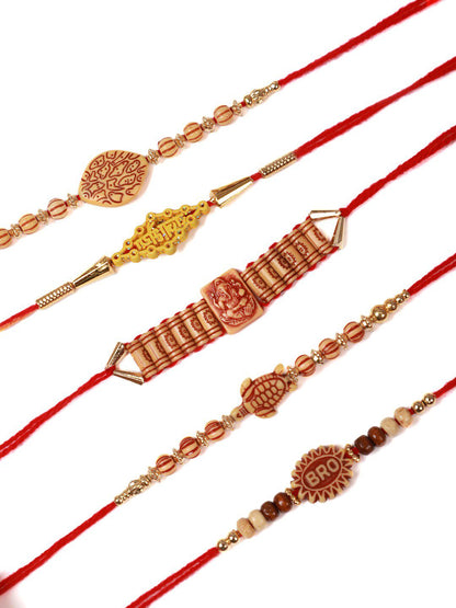 Anouk Set Of 5 Beaded Rakhis With Roli Rice & Greeting Card