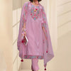 Indyancart IE Women Floral Embroidered Regular Thread Work Pure Cotton Kurta with Trousers & With Dupatta