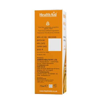 HealthAid Arnica face cream in a tube, showing the skincare product with natural ingredients and a soothing appearance.