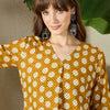 Dhiyona IE Geometric Printed Pure Cotton V-Neck Top With Trousers Co-Ords