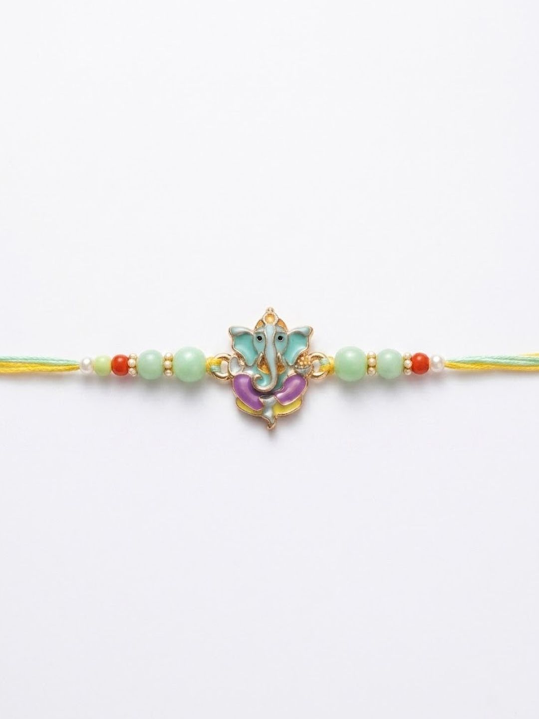 Anouk Multicolor Artificial Beads Ganesh Ji Thread Rakhi With Roli Chawal Chandan Mishri