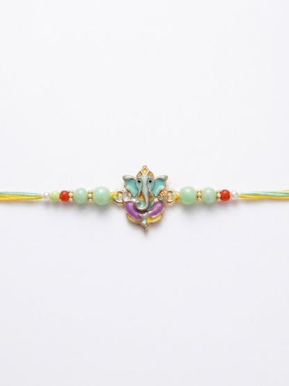 Anouk Multicolor Artificial Beads Ganesh Ji Thread Rakhi With Roli Chawal Chandan Mishri