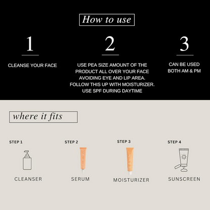 The Formularx Vitamin C Brightening Serum with Arbutin and Nag, featuring a clear dropper bottle and golden serum inside.
