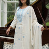Dhiyona IE Ethnic Motifs Embroidered Thread Work Pure Cotton Kurta With Trousers & Dupatta