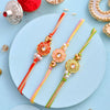 Dhiyona Red Set of 3 Kundan-Studded & Beaded Thread Rakhi
