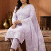 Indyancart Women's Floral Printed Regular Patchwork Pure Cotton Kurta with Trousers & Dupatta