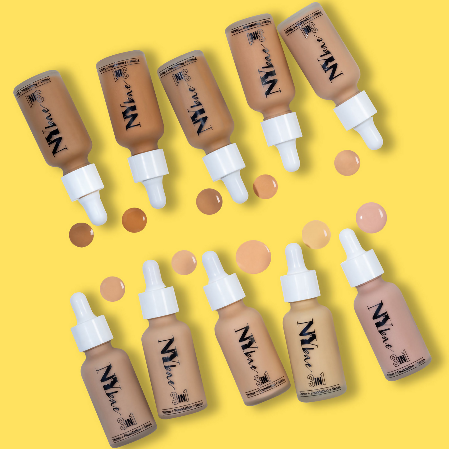 NY Bae 3-in-1 serum foundation with primer in Warm Milk 09, featuring a smooth, creamy texture and natural finish.