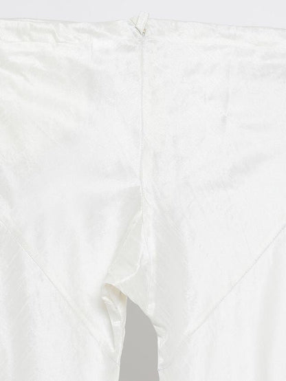 Men's Cream Silk Blend Straight Jacket  Kurta and Pyjama Set