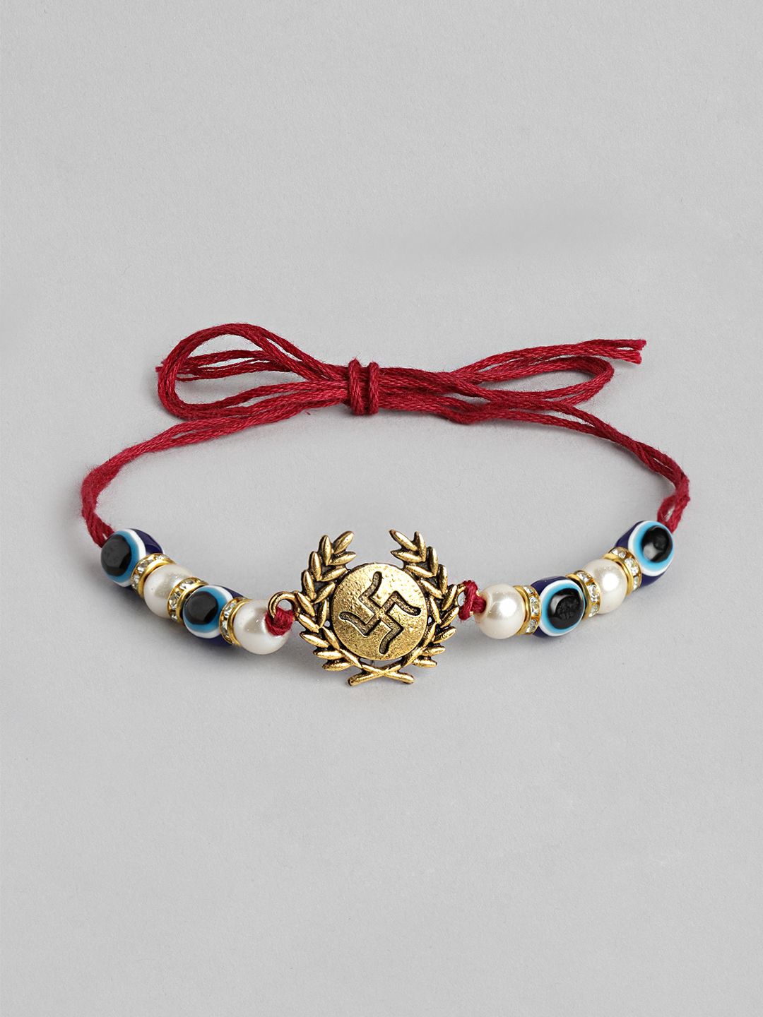 Anouk Unisex Set of 2 Beaded Bhai Bhabhi Rakhis With Roli & Chawal
