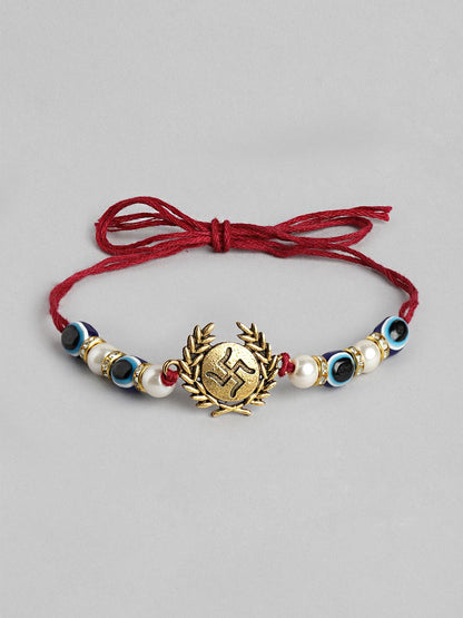 Anouk Unisex Set of 2 Beaded Bhai Bhabhi Rakhis With Roli & Chawal