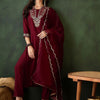 Indyancart SN Women's Floral Embroidered Straight Kurta & Trouser With Dupatta