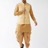 Men's Rose Gold Silk Blend Straight Jacket  Kurta and Dhoti Set