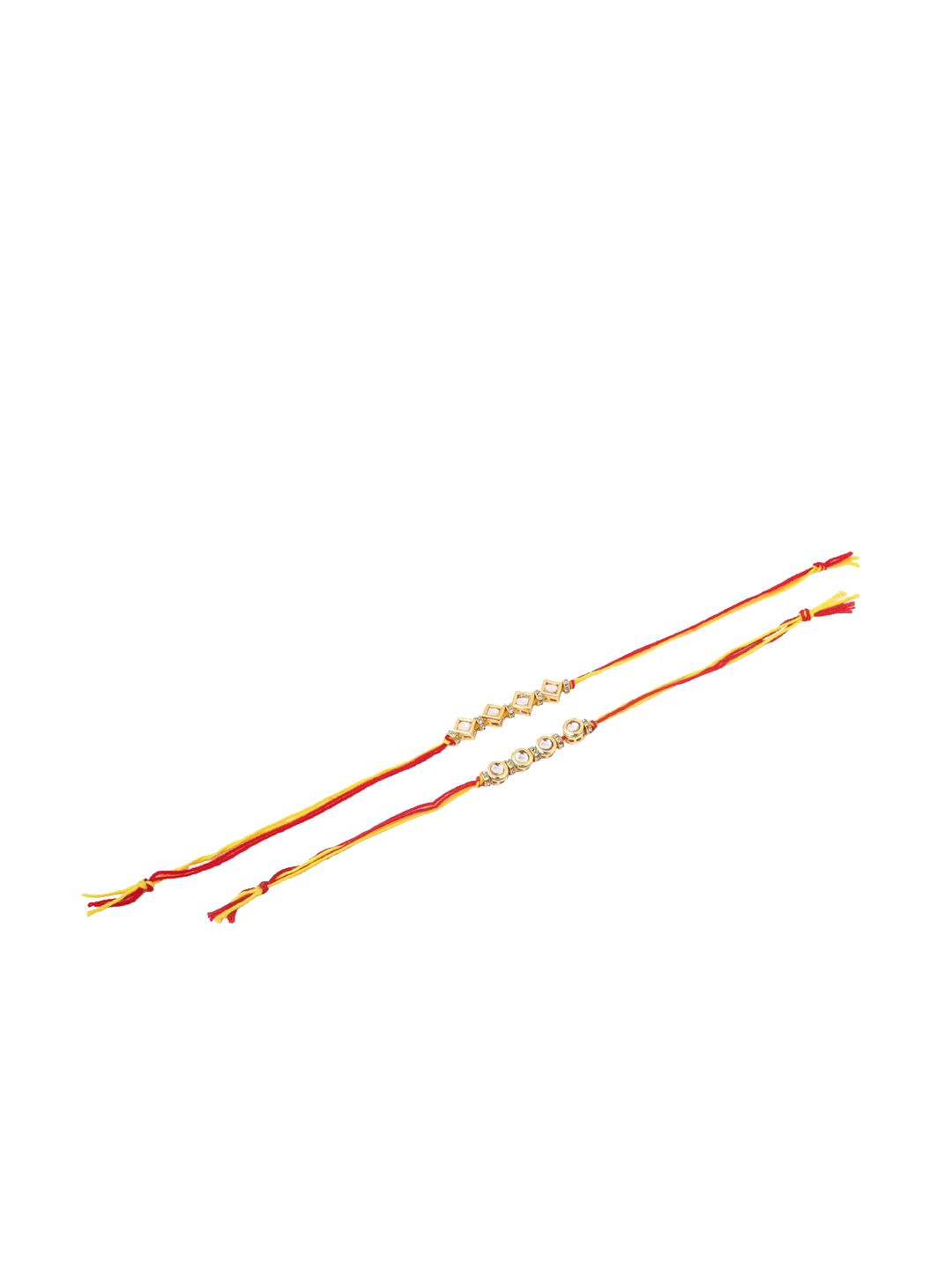 Anouk Kundan Studded Bhaiya Bhabhi Rakhis With Roli Chawal Chandan & Mishri
