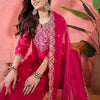 Indyancart SN Women's Solid Embroidered Kurta with Pyjama & Dupatta