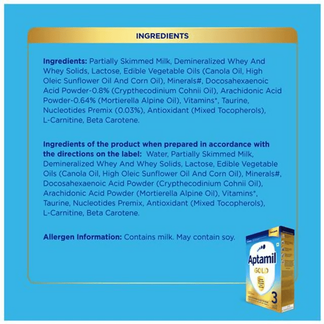 Aptamil Gold Follow-Up Formula Stage 3 Powder (From 12 Months Onwards) - Indyancart