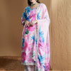 Dhiyona IE Women Floral Printed Regular Thread Work Kurta with Trousers & With Dupatta