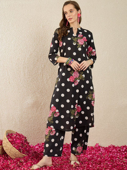 Women Floral Printed Regular Pure Cotton Kurta with Trousers