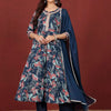 Dhiyona VA Women's Floral Printed Regular Pure Cotton Kurta, Trousers with Dupatta