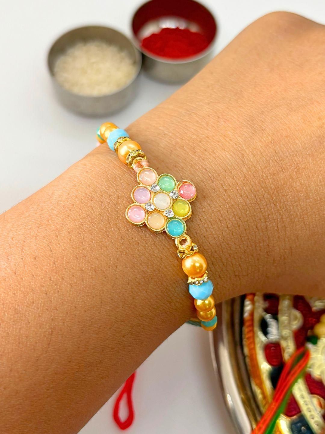 Anouk Set of 2 Meenakari Kundan Traditional Handmade Rakhi
