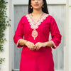 Indyancart IE Women Ethnic Motifs Embroidered Regular Sequinned Liva Kurta with Trousers