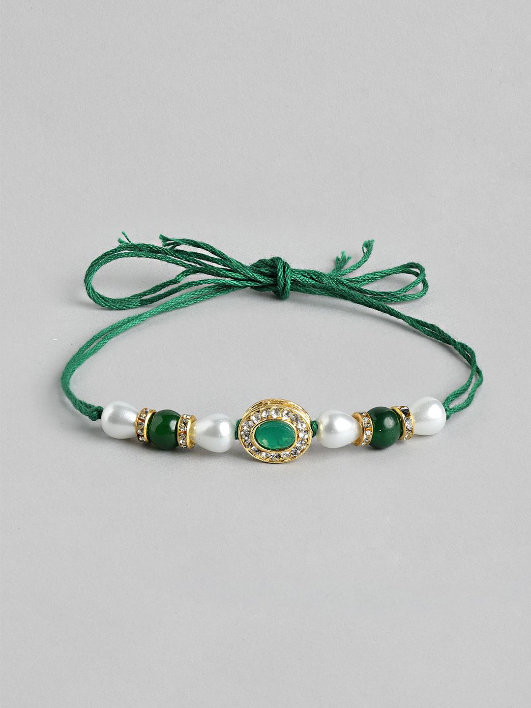 Anouk Unisex Set of 2 Beaded Bhai Bhabhi Rakhis With Roli & Chawal