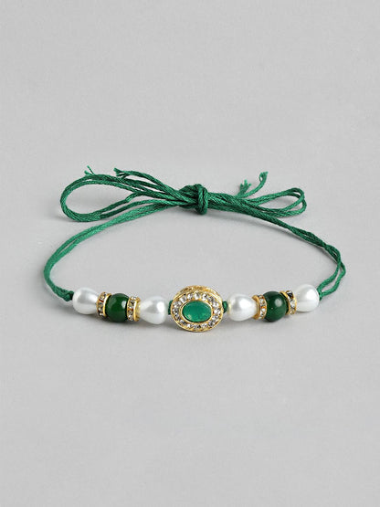 Anouk Unisex Set of 2 Beaded Bhai Bhabhi Rakhis With Roli & Chawal