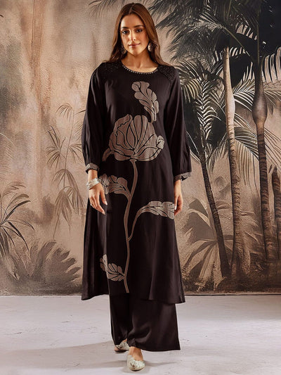 Indyancart SN Women's Floral Printed Straight Kurta & Palazzos