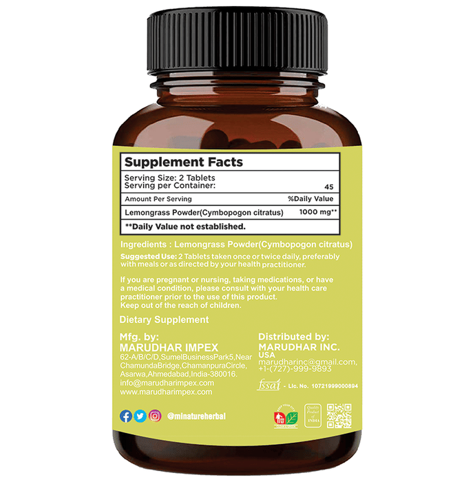 Minature Ayurvedic lemongrass tablets in a small jar, showcasing natural herbal supplement packaging.