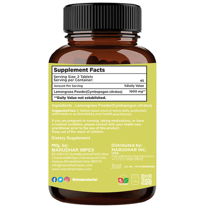 Minature Ayurvedic lemongrass tablets in a small jar, showcasing natural herbal supplement packaging.