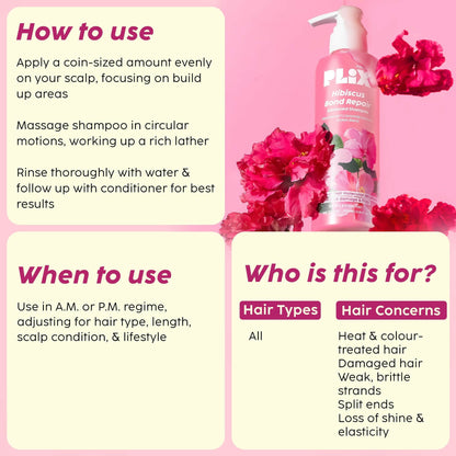 PLIX The Plant Fix Hibiscus Bond Repair Advanced Shampoo For Damaged, Frizzy Hair