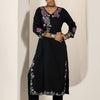 Indyancart IE Women Floral Embroidered Regular Thread Work Pure Cotton Kurta with Trousers