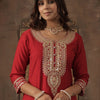 Dhiyona IE Ethnic Motifs Yoke Design Notch Neck Sequinned Straight Kurta With Trousers